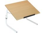 Tablett BISCHOF "Betttisch", weiß (weiß, holzfarben), B:52cm H:35cm L:40cm, Holz, MDF, Tabletts, zusammenklappbar