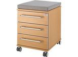 Schäfer Shop Select Sitzkissen für Rollcontainer Moxxo IQ 333, B 450 x T 400 x H 4 mm, Stoff grau + Schwerlastrollen, bis 100 kg, feststellbar
