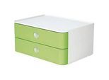 Schubladenbox HAN Allison Smart-Box, 2 Schübe mit Trennwänden, Kabelhalter, stapelbar, ABS-Kunststoff, grün