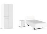 Schlafzimmer-Set RAUCH "Komplettzimmer Komplettschlafzimmer Schlafzimmer-Set (3-St.) MAIKA", weiß (alpinweiß, lederoptik weiß), Schrank Breite 91cm, Höhe 197 + ohne Matratze, B/H: 100cm x 200cm, Schrank Breite 91cm, Höhe 197, Holzwerkstoff, Schlafzimmermöbel-Sets, Schrank 3 Breiten, 2 Höhen, Bett 100 cm, Nachttisch MADE IN GERMANY