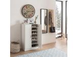 Schuhschrank FineBuy Flurschrank Flurmöbel Holz Weiß Schuhkommode Schuhregal