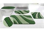 Badematte OTTO HOME "Anna, Badvorleger, Badezimmer Teppich" Gr. 61, dunkelgrün, hellgrün, H:16mm, Polyester, Badematten, Badematte, Badteppich, Hoch Tief Effekt, Modern, Weich, Wellen