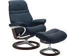 Relaxsessel STRESSLESS "Sunrise", blau (oxford blau paloma), B:79cm H:103cm T:73cm, Leder BATICK: BATICK ist ein leicht korrigiertes, durchgefärbtes und genarbtes Möbelleder, bei dem die meisten Unebenheiten und Spuren in der Regel entfernt wurden.;Leder PALOMA: PALOMA ist ein durchgefärbtes Semianilin-Möbelleder mit natürlicher Narbung.;ROHLEDER Stoff Q2 FARON: Ein fester zuverlässiger Bouclé mit
