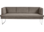 Polsterbank K+W KOMFORT & WOHNEN "Cube", grau (stahl 85), B:209cm H:82cm T:67cm, Sitzbänke, Polsterbank, Hammerkissenoptik, 2 Breiten, Hochkantkufe in Edelstahloptik
