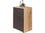 Schubkastenkommode WIEMANN "Cardiff Sideboard, Wäscheschrank, teilmassiv Bianco-Eiche, Schubladen", braun, B:60cm, Sideboards, Schubkastenkommode, Schubkästen inklusive Selbsteinzug und Dämpfung