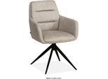Esszimmerstuhl OMG DESIGN "Paco", sand, schwarz, sand, B:57,5cm H:87,5cm T:963,5cm, Polyester, Stühle, Esszimmerstuhl, Drehstuhl mit auto-return, Armlehnenstuhl