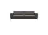3-Sitzer FLEXLUX "Fiore, super Sitzkomfort durch Kaltschaum im Sitz", grau (warm mineral), B:229cm H:85cm T:92cm, 100% Echteder, Sofas, 3-Sitzer, breite Armlehnen, Füße Alu+schwarz