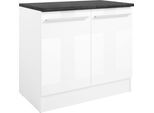 Spülenschrank BASIC BY BALCULINA "Jazz B/T/H 100x60x90 cm", weiß hochglanz, weiß matt, B:100cm H:90cm T:60cm, Holzwerkstoff, Schränke, Spülenschrank, Breite 100cm, Melaminbeschichtung