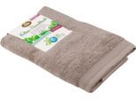 Badetuch GÖZZE "Uni Recycelt", grau (taupe), B:70cm L:140cm, Frottier, Obermaterial: 65% Baumwolle, 35% Polyester, Handtücher, Badetuch, Uni Farben, 100% recycelten Materialien