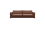 3-Sitzer FLEXLUX "Fiore, super Sitzkomfort durch Kaltschaum im Sitz", braun (old chesnut), B:229cm H:85cm T:92cm, 100% Echteder, Sofas, 3-Sitzer, breite Armlehnen, Füße Alu+schwarz