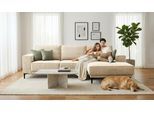 Ecksofa OTTO HOME "OLAND Chenille L-Form, B: 280 cm, Skandi-Design", beige (cream), B:280cm H:85cm T:152cm, 100% Polyester, Sofas, Ecksofa, L-Form, 280 cm, Wellenunterfederung, Skandi-Design, Metallfüße