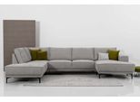 Wohnlandschaft OTTO HOME "OLAND Struktur fein U-Form, XXL, B: 345 cm, Skandi-Design", grau (light grau), B:345cm H:85cm T:210cm, 100% Polyester, Sofas, Wohnlandschaft, U-Form, 345 cm, Wellenunterfederung, Skandi-Design, Metallfüße