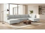 Wohnlandschaft OTTO HOME "OLAND Bouclé U-Form, XXL, B: 345 cm, Skandi-Design", beige (sand), B:345cm H:85cm T:210cm, 100% Polyester, Sofas, Wohnlandschaft, U-Form, 345 cm, Wellenunterfederung, Skandi-Design, Metallfüße