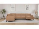 Wohnlandschaft OTTO HOME "OLAND Cord U-Form, XXL, B: 342 cm, Skandi-Design", braun (light braun), B:342cm H:85cm T:260cm, 92%PES 8%NY, Sofas, Wohnlandschaft, Skandi-Design in Struktur, Flachgewebe, Luxus-Microfaser, Boucle