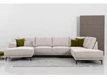 Wohnlandschaft OTTO HOME "OLAND Struktur fein U-Form, XXL, B: 345 cm, Skandi-Design", braun (latte), B:345cm H:85cm T:210cm, 100% Polyester, Sofas, Wohnlandschaft, U-Form, 345 cm, Wellenunterfederung, Skandi-Design, Metallfüße