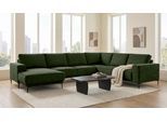 Wohnlandschaft OTTO HOME "OLAND Bouclé U-Form, XXL, B: 342 cm, Skandi-Design", grün, B:342cm H:85cm T:260cm, 100% Polyester, Sofas, Wohnlandschaft, Skandi-Design in Struktur, Flachgewebe, Luxus-Microfaser, Boucle