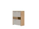 Highboard OTTO HOME "Gala", beige (beige, pacific walnuss decor), B:96cm H:115cm T:41cm, Glas, Holzwerkstoff, MDF, Sideboards, Highboard, Kommode, Höhe 115 cm, UV lackiert, kratzfest, hochglänzend