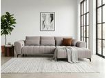 Ecksofa WERK2 "Garay, XXL-Liegefläche: elektrisch ausziehbar auf ca. 228×126 cm", grau (beige), B:287cm H:64cm T:220cm, 92% Polyester, 8% Nylon, Sofas, Ecksofa, Luxus in Übergröße: XXL-Liegefläche, Komfort-Ottomane & stilvolle Füße