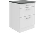 Unterschrank OPTIFIT "Bella", weiß (weiß, weiß, anthrazit), B:60cm H:84,8cm T:60cm, Holzwerkstoff, Schränke, Unterschrank, Breite 60 cm, 2 Auszüge, 1 Schubkasten