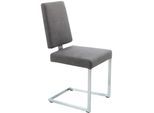 Freischwinger K+W KOMFORT & WOHNEN, grau (schwarzgrau 80, edelstahloptik), B:44cm H:96cm T:57cm, Stühle, Freischwinger, stabiles Hochkantgestell, in Leder oder Microfaser