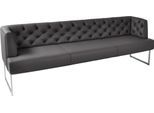 Polsterbank K+W KOMFORT & WOHNEN "Creso", braun (schoko), B:222cm H:83cm T:67cm, Bronco: Nappaleder pigmentiert, Dickleder, 1, 3/1, 5mm, mit rustikal gekörnten Narbenbild, Sitzbänke, Polsterbank, im modernen Chesterfield-Look, Füße in Edelstahl-Optik
