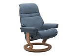 Relaxsessel STRESSLESS "Sunrise", blau (sparrow blau paloma), B:79cm H:103cm T:73cm, Leder BATICK: BATICK ist ein leicht korrigiertes, durchgefärbtes und genarbtes Möbelleder, bei dem die meisten Unebenheiten und Spuren in der Regel entfernt wurden.;Leder PALOMA: PALOMA ist ein durchgefärbtes Semianilin-Möbelleder mit natürlicher Narbung.;ROHLEDER Stoff Q2 FARON: Ein fester zuverlässiger Bouclé mi
