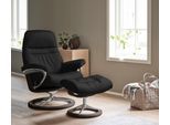 Relaxsessel STRESSLESS "Sunrise", schwarz (schwarz paloma), B:92cm H:105cm T:80cm, Leder BATICK: BATICK ist ein leicht korrigiertes, durchgefärbtes und genarbtes Möbelleder, bei dem die meisten Unebenheiten und Spuren in der Regel entfernt wurden.;Leder PALOMA: PALOMA ist ein durchgefärbtes Semianilin-Möbelleder mit natürlicher Narbung.;ROHLEDER Stoff Q2 FARON: Ein fester zuverlässiger Bouclé mit