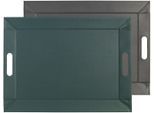 Tablett FREEFORM "DUO, 2-farbiges Wendetablett, Tablett und Tisch-Set in einem, wendbar", blau (petrol, anthrazit), B:41cm H:0,8cm L:55cm, Kunstleder, Tabletts, mit Doppelfunktion, pflegeleicht und kann platzsparend verstaut werden