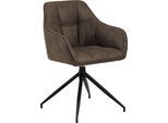 Esszimmerstuhl ACTONA GROUP "Beate", braun (hellbraun, matt schwarz, hellbraun), B:59cm H:85cm T:55cm, Polyester, Stoff, Stühle, Esszimmerstuhl, mit edlem Samtstoff und modernen quadratischen Nähten