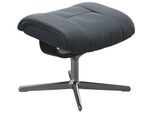Fußhocker STRESSLESS "Mayfair", blau (atlantic blau batick), B:55cm H:41cm T:39cm, Leder BATICK: BATICK ist ein leicht korrigiertes, durchgefärbtes und genarbtes Möbelleder, bei dem die meisten Unebenheiten und Spuren in der Regel entfernt wurden., Hocker, Fußhocker, mit Cross Base, Größe S, M & L, Holzakzent Schwarz