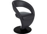 Esszimmerstuhl K+W KOMFORT & WOHNEN "Wave, Drehstuhl", schwarz (nero, drehteller in metall schwarz struktur), B:62cm H:86cm T:61cm, Bronco: Nappaleder pigmentiert, Dickleder, 1, 3/1, 5mm, mit rustikal gekörnten Narbenbild, Stühle, Esszimmerstuhl, Design-Drehstuhl, schwarzer Drehteller
