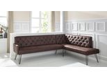 Eckbank EXXPO - SOFA FASHION "Doppio, Chesterfield Optik, komfortabel und bequem, hohe Designfüße", braun (chocco), B:197cm H:90cm T:255cm, 100% Polyester, Sitzbänke, Eckbank, Frei im Raum stellbar