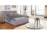 Boxspringbett HOME AFFAIRE "Elegance", lila (flieder), B:181cm L:210cm, Samtoptik (100% Polyester);Struktur (100% Polyester), Komplettbetten, Boxspringbett, mit schöner Knopfheftung, in den Härtegraden H2 & H3, inkl. Schubladen