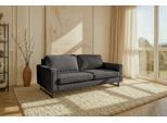 3-Sitzer OTTO HOME "Maxi-Ausführung Pinto, 236 cm, Cord, Chenille, Lederoptik", grau (dunkelgrau), B:236cm H:85cm T:97cm, 100% Polyester, Sofas, 3-Sitzer, mit Keder, schwarze Metallfüße, Wellenunterfederung