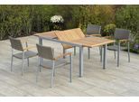 Garten-Essgruppe MERXX "Silano", grau (silber, graubeige), Aluminium, Kunststoff, Massivholz, Sitzmöbel-Sets, Garten-Essgruppe