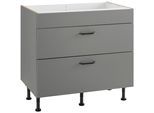 Kochfeldumbauschrank OPTIFIT "Elga", grau (basaltgrau, basaltgrau), B:90cm H:87cm T:58,4cm, Holzwerkstoff, Schränke, Kochfeldumbauschrank, mit Soft-Close-Funktion, höhenverstellbaren Füße, Breite 90 cm