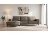 Ecksofa OTTO HOME "OLAND Struktur L-Form, B: 280 cm, Skandi-Design", braun, B:280cm H:85cm T:152cm, 100% Polyester, Sofas, Ecksofa, L-Form, 280 cm, Wellenunterfederung, Skandi-Design, Metallfüße