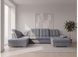 Wohnlandschaft WERK2 "Kordula-New 332 x 217 cm Multifunktion Couch modern und bequem", grau (hellgrau), B:332cm H:105cm T:217cm, 95% Polyester, 5% Nylon, Sofas, Wohnlandschaft, Struktur weich, U-Form, XXL, Sitztiefenverstellung, Schlaffunktion