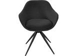 Drehstuhl K+W KOMFORT & WOHNEN "ZOOM", grau (anthrazit 88), B:60cm H:83cm T:57cm, Stühle, Drehstuhl, 4-Fuß Drehstuhl mit Gestell aus Metall schwarz Struktur