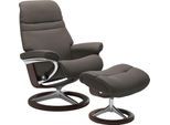 Relaxsessel STRESSLESS "Sunrise", grau (metal grau paloma), B:79cm H:103cm T:73cm, Leder BATICK: BATICK ist ein leicht korrigiertes, durchgefärbtes und genarbtes Möbelleder, bei dem die meisten Unebenheiten und Spuren in der Regel entfernt wurden.;Leder PALOMA: PALOMA ist ein durchgefärbtes Semianilin-Möbelleder mit natürlicher Narbung.;ROHLEDER Stoff Q2 FARON: Ein fester zuverlässiger Bouclé mit