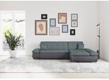 Ecksofa DOMO COLLECTION "MORIC 300x172 cm, XXL-Sofa mit viel Platz, L-Form, auch in Cord", grau (eisblau), B:300cm H:80cm T:172cm, Kunstleder SOFTLUX / Struktur (90% Polyester/ 10% Polyacryl);Microfaser PRIMABELLE (100% Polyester)/ Struktur (90% Polyester/ 10% Polyacryl), Sofas, Ecksofa, wahlweise mit Bettfunktion und Armteilverstellung, grau-eisblau