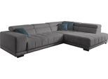 Ecksofa DIE PLANBAR "MP-IN15053 L-Form breiter Schenkel", grau (anthrazit), B:323cm H:73cm T:222cm, 100% Polyester, Sofas, Ecksofa, wahlweise mit Kopfteilverstellung und manueller Vorziehbank