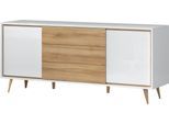 Kommode OTTO HOME "Vida", weiß (crystal weiß, pacific walnut), B:180cm H:78cm T:47cm, Holzwerkstoff, Sideboards, Kommode, UV lackiert, hochglänzend, Soft-Close und Push-to-open Funktion