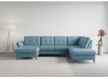 Wohnlandschaft SIT & MORE "Göteborg", blau (eisblau), B:327cm H:90cm T:226cm, Sofas, Wohnlandschaft, inkl. Sitztiefenverstellung, wahlweise mit Bettfunktion & Bettkasten