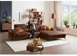 Ecksofa W.SCHILLIG "Piedroo, Designsofa mit tollem Sitzkomfort, elegant und bequem, L-Form", braun (tabacco z69), B:303cm H:70cm T:193cm, Longlife Xtra-Leder Z69: Das feinnarbige, gedeckte Softleder Z69 besticht durch seine außergewöhnliche Weichheit im trendigen »Vintage-Look«, Hautstärke 0, 9 - 1, 1 mm, Sofas, Ecksofa, Kopfteilverstellung, wahlweise mit Sitztiefenverstellung, Breite 303cm