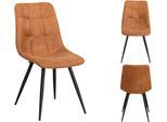 Esszimmerstuhl OMG DESIGN "Peak", braun (cognac, schwarz, cognac), B:48cm H:88cm T:65cm, Stühle, Esszimmerstuhl, moderne Sitzschale in Microfaser Lederoptik