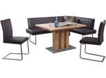 Essgruppe K+W KOMFORT & WOHNEN "Santos III", braun (schoko), B:205cm H:86cm T:158cm, Sitzmöbel-Sets, Essgruppe, gepolsterte Eckbank und Stühle, langer Schenkel rechts oder links