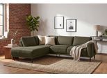 Ecksofa OTTO HOME "Sveeva, L-Form, B.240 cm, schwarze Metallfüße", grün (khaki), B:240cm H:78cm T:197cm, 100% PES, Sofas, Ecksofa, langlebiger Webstoff, mit Wellenunterfederung, viele Farben
