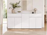 Sideboard HOME AFFAIRE "MISTER, Kommode, Schrank, Anrichte, Breite 225 cm, Made in Italy", weiß, B:225cm H:80cm T:38cm, Sideboards, Sideboard, 5 Türen, 2 Schubladen, Hochglanz lackiert, 225/80 cm