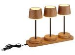 GLOBO LIGHTING Tischleuchte "DAWSON", holzoptik dunkel, 1, Ø 8,3cm H: 20cm, 1 Stk., Leuchten, Outdoor RGBW Tischleuchte IP54, Akku, Touchdimmer, warmes Licht, Tischleuchte